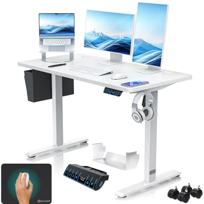 KESSER® Höhenverstellbarer Schreibtisch elektrisch   Ergonomisch Steh-Sitz Schreibtisch   3-Funktions-Memory Steuerung   Inkl. 360° Rollen & USB-Ladeanschluss   Computertisch für Homeoffice