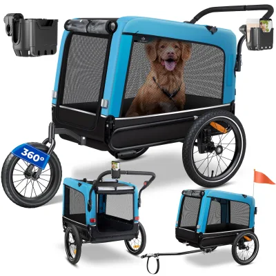 KESSER® Hundeanhänger Boxer 3-in-1 Hundebuggy & Jogger Fahrradanhänger groß ca. 240 Liter Volumen, gefedert, 360° Grad Vorderrad, 600D Oxford Canvas, SmartSpace Concept, maximale Belastbarkeit: 40 kg