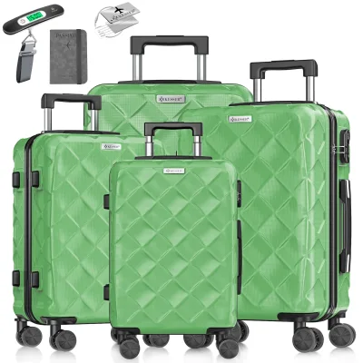 KESSER® Reisekoffer Set 4-teilig   Kofferset ABS Hartschalenkoffer mit Zahlenschloss, Kofferwaage & Reisebrieftasche 360° Rollen   Handgepäck & große Koffer für Business & Reise Trolley