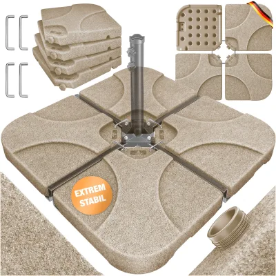 KESSER® Sonnenschirmständer 4-teilig Schirmgewicht Schirmständer für Ampelschirm Bodenkreuz 60 Liter / 80 kg befüllbar mit Wasser oder Sand Inkl. Metallverbinder Ampelschirmständer Kunststoff