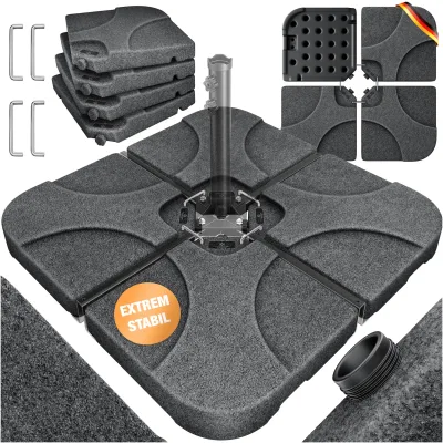 KESSER® Sonnenschirmständer 4-teilig Schirmgewicht Schirmständer für Ampelschirm Bodenkreuz 60 Liter / 80 kg befüllbar mit Wasser oder Sand Inkl. Metallverbinder Ampelschirmständer Kunststoff