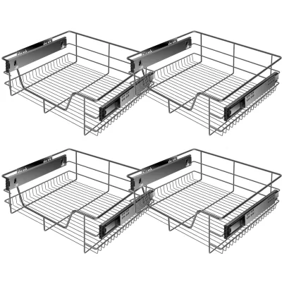 KESSER® Teleskopschublade 30-60cm Schrankbreite verchromt aus Edelstahl Schubladeneinsatz für Küchenschrank Korbauszug Schrankauszug