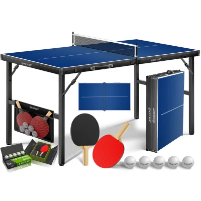 KESSER® Tischtennisplatte Mini mit Tischtennisschläger-Set, Tischtennisbällen und TT-Netz   Indoor   Unterwegs, laminierte Platte + klappbar – Kofferdesign, Kinder und Erwachsene – 153 x 76,5 cm
