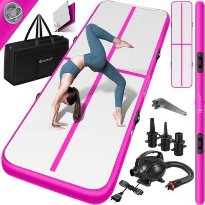 KESSER® Turnmatte Aufblasbar Airtrack 2m/3m/4m/5m/6m Fitness-Matte Gymnastikmatte   inkl. Tragetasche & elektr. Luftpumpe   Yogamatte, Tumbling Matten, Trainingsmatte, Turn- & Fitness