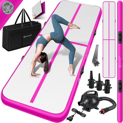 KESSER® Turnmatte Aufblasbar Airtrack 2m/3m/4m/5m/6m Fitness-Matte Gymnastikmatte   inkl. Tragetasche & elektr. Luftpumpe   Yogamatte, Tumbling Matten, Trainingsmatte, Turn- & Fitness