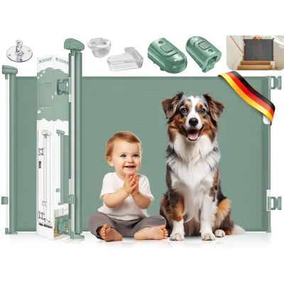KIDIZ® Treppenschutzgitter Türschutzgitter ausziehbar bis 140/180cm   kindersicheres Treppengitter für Babys & Haustiere   Schutzgitter Treppen & Türen Absperrgitter inkl. Bodenanker & Montagezubehör