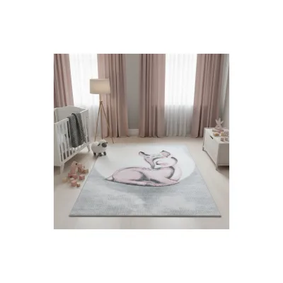 Kinderteppich COGNE, mit Reh-Motiv, Rosa, 200 x 290 cm