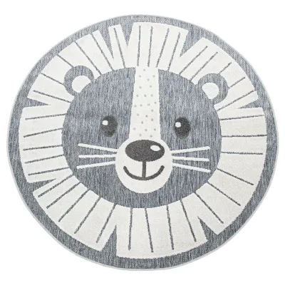Kinderteppich in- & outdoor Twitara grau 200 cm rund