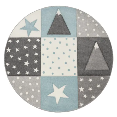 Kinderteppich Kosmos blau 120 cm rund
