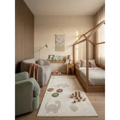 Kinderteppich Kurzflor Creme 80x150 cm - CANAZEI   Kadima Design