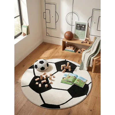 Kinderteppich Kurzflor Schwarz 200x200 cm - CANAZEI   Kadima Design