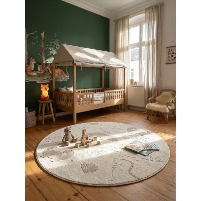 Kinderteppich Pflegeleicht Creme 120x120 cm - CANAZEI   Kadima Design