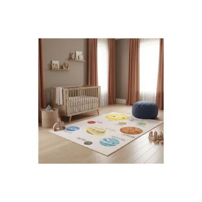 Kinderteppich TRAUN, mit Planeten-Motiv, Beige, 100 x 150 cm