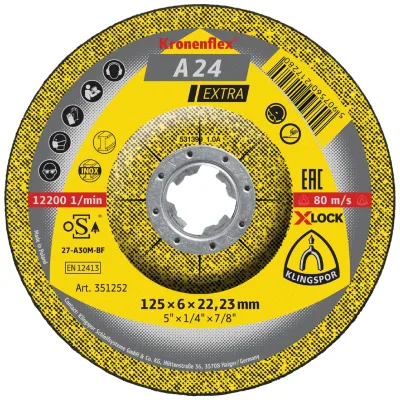 Klingspor A 24 EX Schruppscheiben X-LOCK, 115 x 6 x 22,23 mm gekröpft