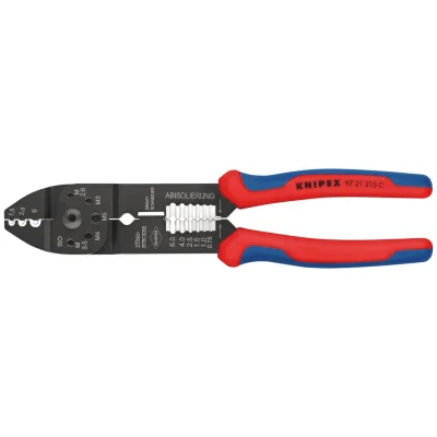 Knipex Crimpzange, mit Mehrkomponenten-Hüllen, schwarz lackiert 230 mm, Dorn-Crimp