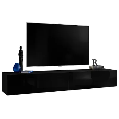 Komodee Tv-Hängeboard Schwarz, Schwarz 200x30x41.5 cm