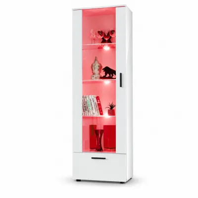 Komodee Vitrine Weiß, Weiß 60x192x42 cm