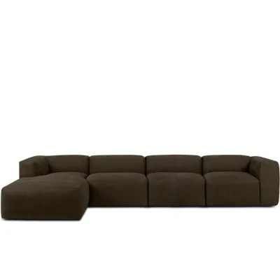 Konsimo® Eckmodulsofa-Links Braun 365x176 cm