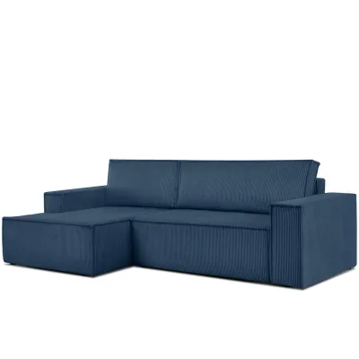 Konsimo® Eckschlafsofa-Links Dunkelblau, Blau 262x148 cm