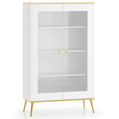 Konsimo® Glasvitrine Weiß 92x152x40 cm