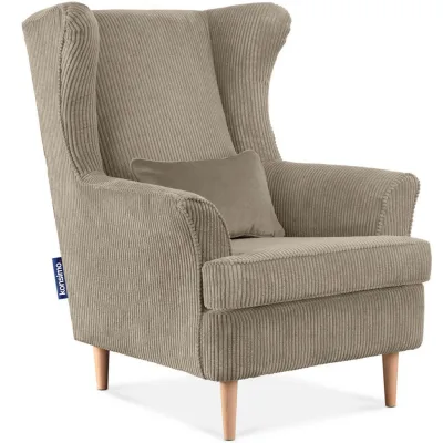 Konsimo® Ohrensessel Beige, Grau 82x108x80 cm