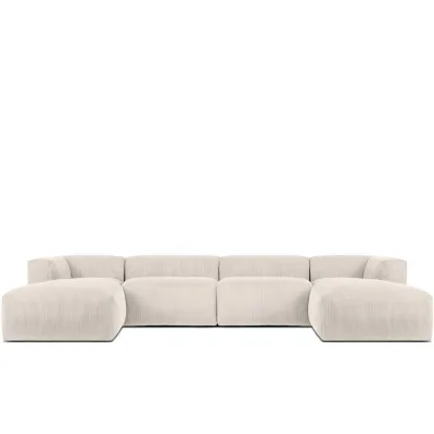 Konsimo® Panorama-Ecksofa Creme 400x73x176 cm