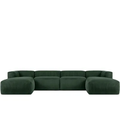 Konsimo® Panorama-Ecksofa Dunkelgrün 400x73x176 cm