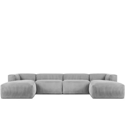 Konsimo® Panorama-Ecksofa Hellgrau 400x73x176 cm