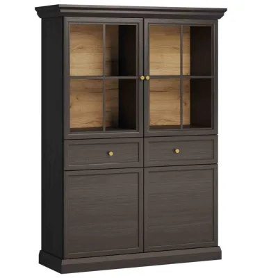 Konsimo® Vitrine Schwarz 119x165x42 cm