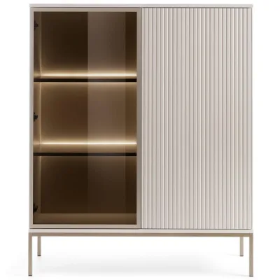 Konsimo® Vitrinenschränk Creme 104x126x39 cm