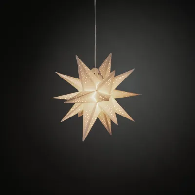KONSTSMIDE Grauer 3D Papierstern, inkl. Anschlusskabel, an/aus Schalter, Dimmer, 1 ww Diode, 12V, Innen