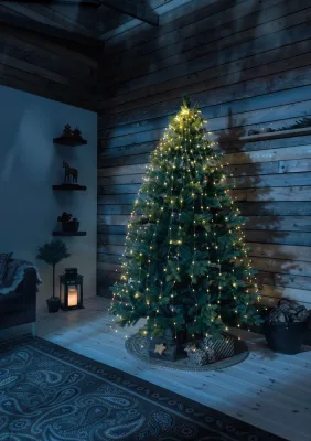 KONSTSMIDE LED Baummantel mit Ring Ø 11, LED Tropfen, 5 Stränge à 48 Dioden, 240 bernsteinfarb. LEDs, Innen