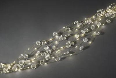 KONSTSMIDE LED Diamantenlametta 26 Stränge à 27 Dioden , 702 warmweiße Dioden, 12V Innen, goldfarb. Draht