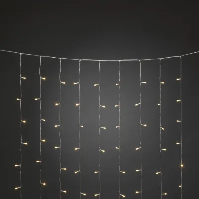 KONSTSMIDE LED Lichtervorhang, gefrostet, 320 warmweiße Dioden, 30V,  Außen (IP44), 6,4W, transparentes Kabel