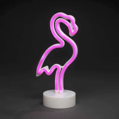 KONSTSMIDE LED Schlauchsilhouette Flamingo, 6h Timer, 98 pinke Dioden, Innen, Batterie: 3 x AA 1,5V (exkl.)