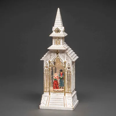 KONSTSMIDE LED Wasserlaterne "Kirche", weiß, 5h Timer, 1 warmweiße Diode, Innen, Batterie: 3 x C 1,5V (exkl.)