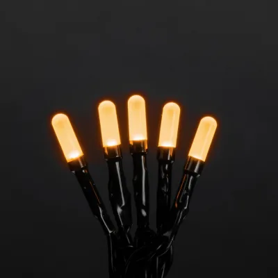 KONSTSMIDE Micro LED Lichterkette, slim frosted, 100 bernsteinfarbene Dioden, 30V, Innen, 3,6W, grünes Kabel