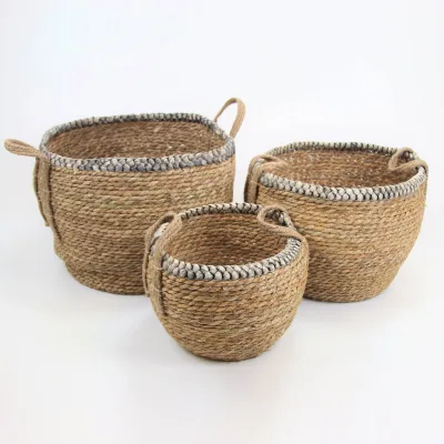 Korb, 3er-Set, natur, Wasserhyazinthe, 26/34/39 cm