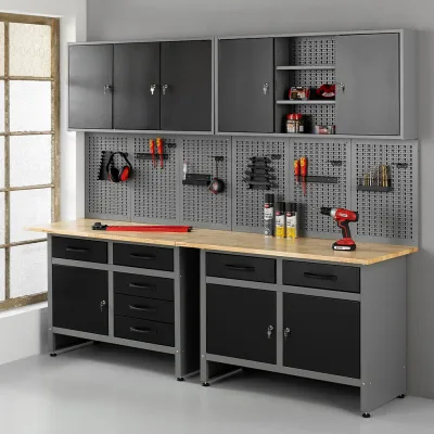 Kraft Werkzeuge Garagenschrank 6tlg. schwarz 240 cm