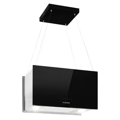 Kronleuchter L Inselabzugshaube 60cm Abluft: 577m³/h LED Touch Glas Schwarz