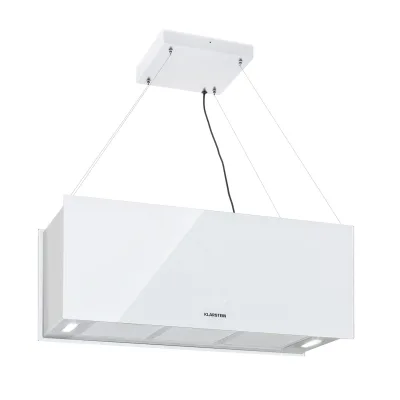 Kronleuchter XL Inselabzugshaube 90cm Umluft 577m³/h LED Touch weiß Weiß