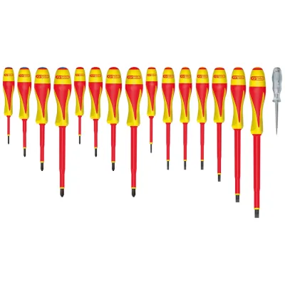 KS Tools 16-tlg. Set isolierter ULTIMATE-Schraubendreher aus zwei Materialien, 1000 V