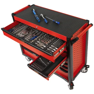 KS Tools Leerer Werkstattwagen ULTIMATE in Rot, 13 Schubladen