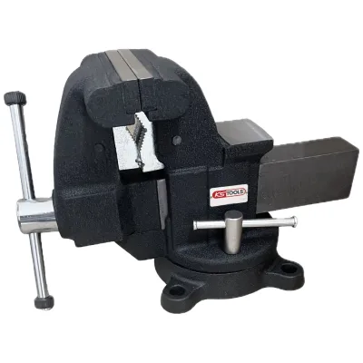 KS Tools Schwerer Schraubstock mit parallelen Backen aus Stahl, 140 mm (5,5)