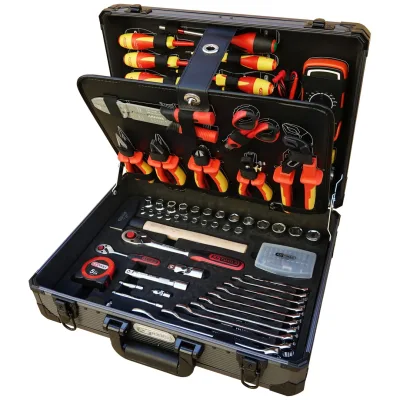 KS Tools Werkzeugkoffer für Elektriker und Elektromechaniker, 1/4 + 1/2, 142-tlg.