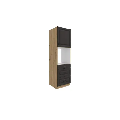 Küchen Backofen Hochschrank 60 Stilo Grau Küchenzeile Küchenblock + Schubladen