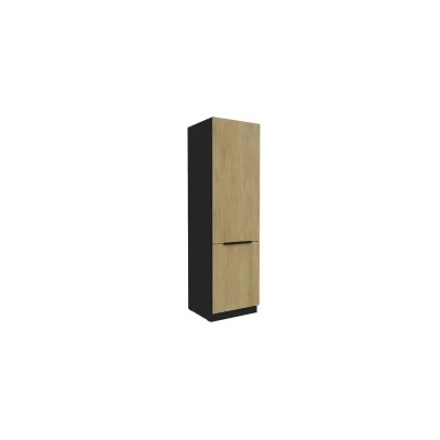 Küchen Hochschrank 60 cm CREMONA Eiche + Schwarz Küchenzeile Küchenblock Küche