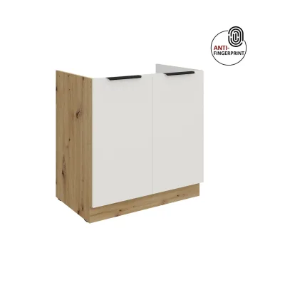 Küchen Spülenschrank 80 Küche ARIA Weiss ultra matt Anti Fingerprint Küchenzeile
