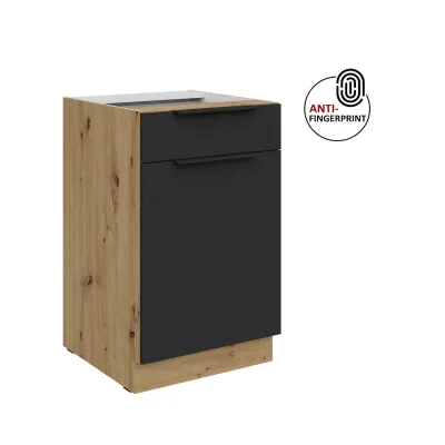 Küchen Unterschrank 50 Küche ARIA Schwarz matt Anti Fingerprint Küchenzeile