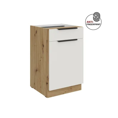 Küchen Unterschrank 50 Küche ARIA Weiss ultra matt Anti Fingerprint Küchenzeile